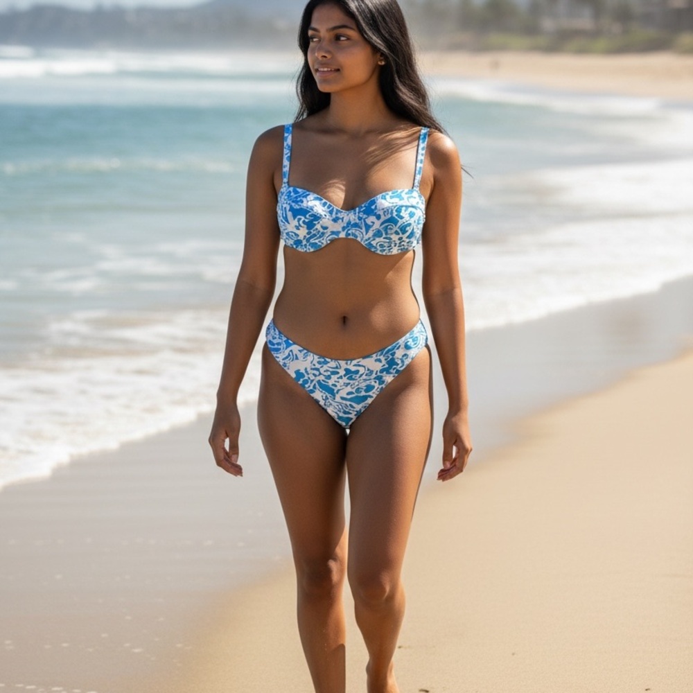 A.L.C. Blue and White Floral Bikini